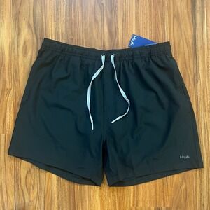 NWT Huk Mens Pursuit Fishing Volley Shorts Black 5.5 Inseam Mens Size XL